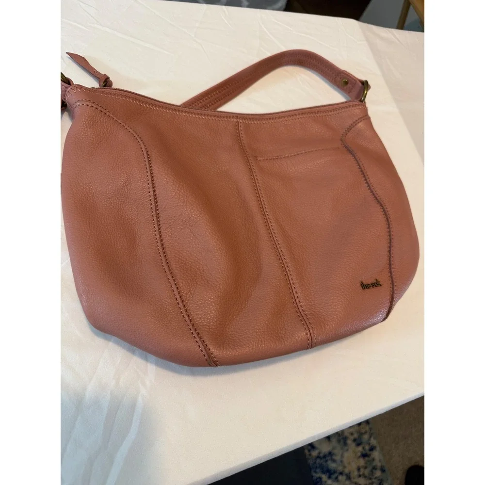 The Sak Sequoia Hobo Bag Dusty Rose Pink Pebbled Leather Shoulder Bag Purse